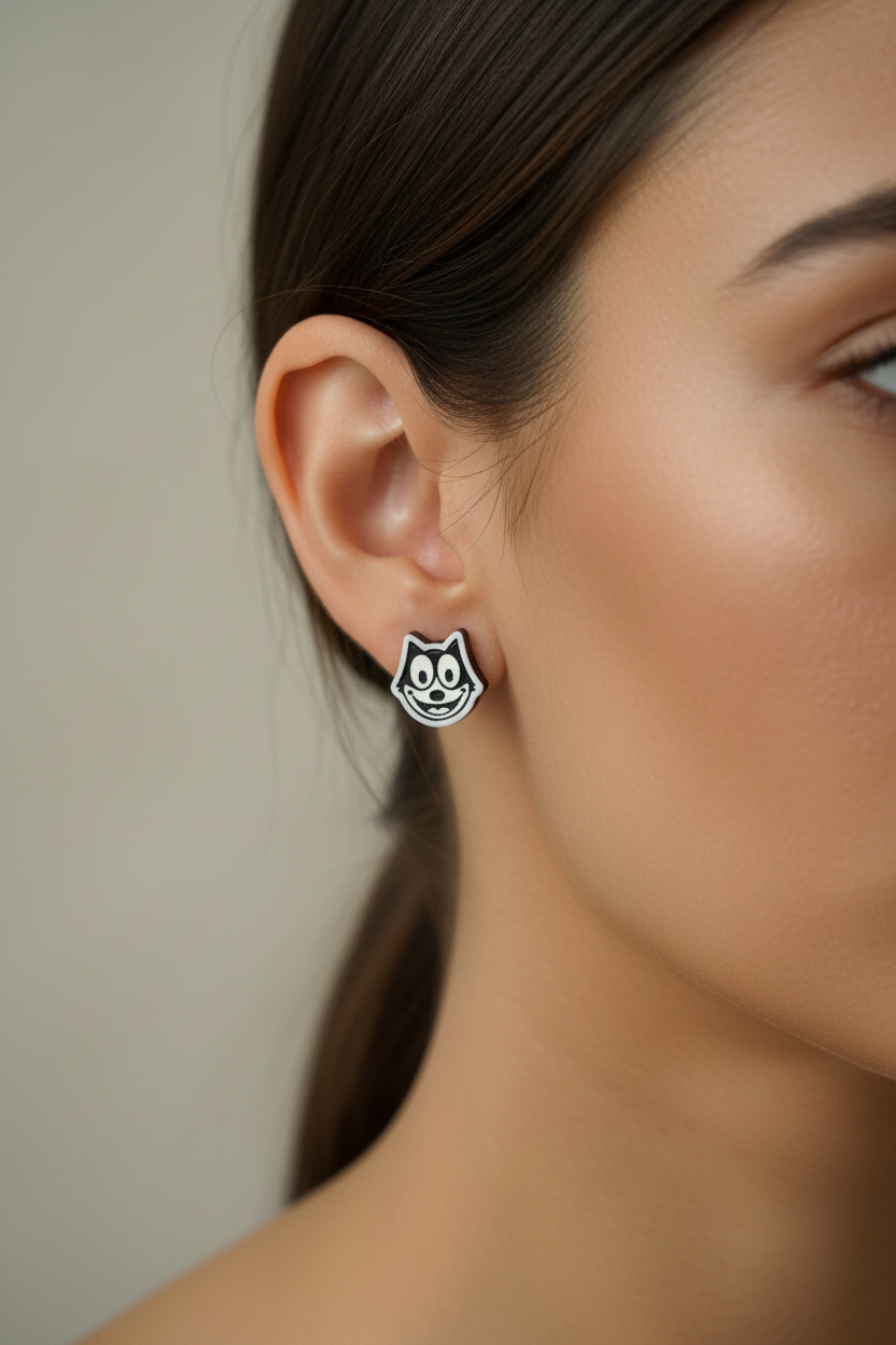 Felix The Cat Stud Earrings